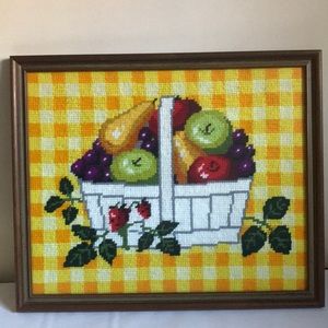 Vtg 70s  handmade Needlework/Yarn Stitches Artwork